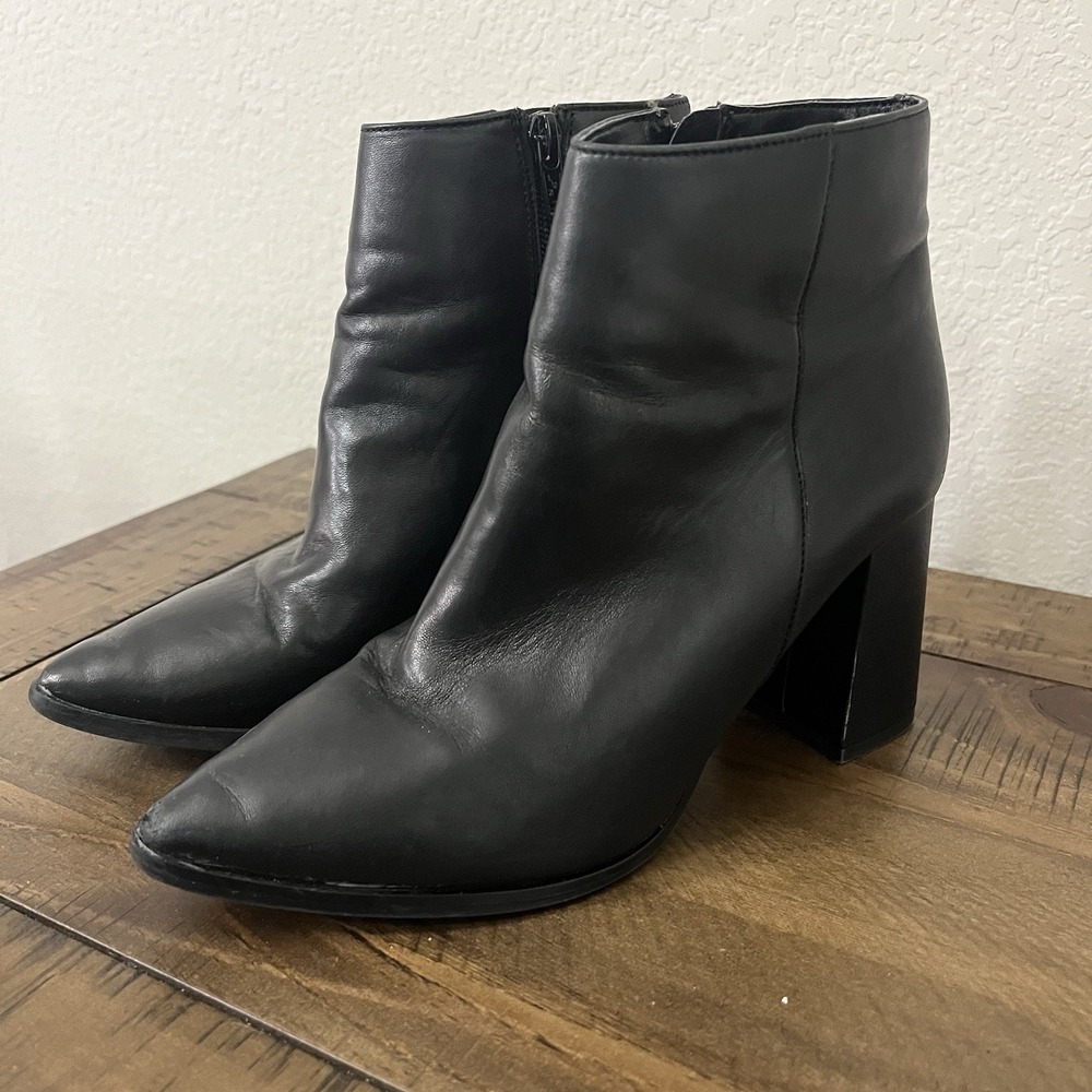 Aldo Leather Women's‎ Chunky Heeled Ankle Booties Black Zipper Size 6